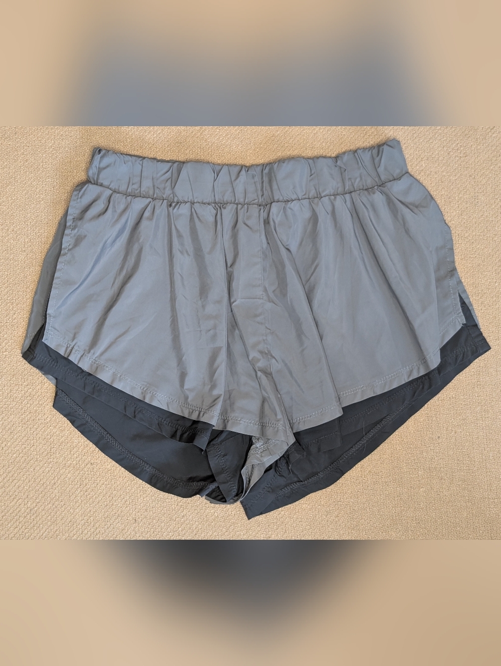 FP Movement Free People Running Shorts Gray/Black Dual Layer Athleisure
